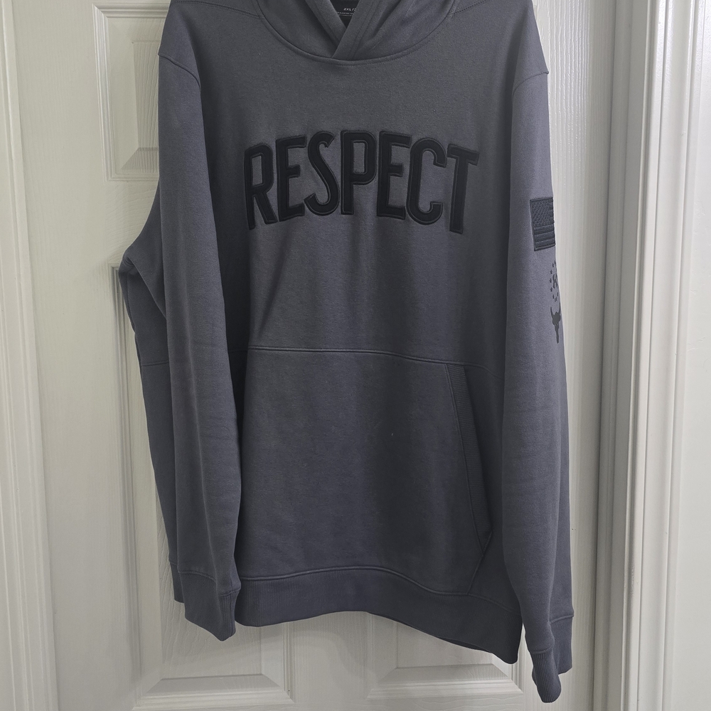 Men's Gray Hoodie with 'Respect' Graphic